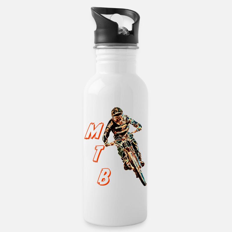 Downhill-Mountainbiken - Trinkflasche mit integriertem Trinkhalm - Weiß