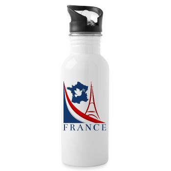 France Flag Dove of Peace Eiffel Tower - Water bottle with straw - white - Right