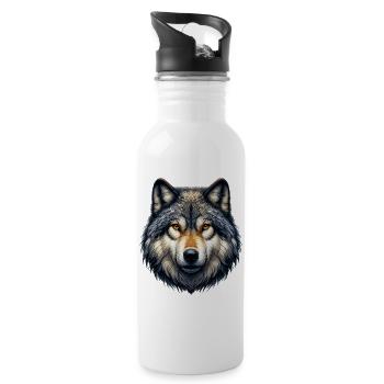 Loup - Gourde avec paille intégrée - blanc - Droite