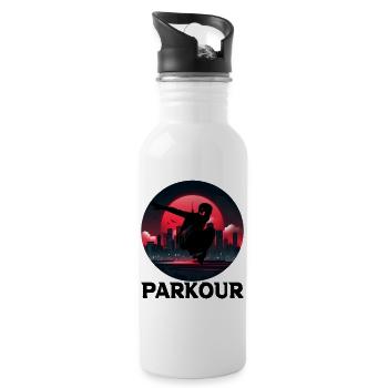 Parkour - Trinkflasche mit integriertem Trinkhalm - Weiß - Rechts