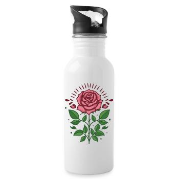 Rose Blossom - Water bottle with straw - white - Right