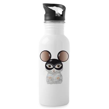 Souris blanche mignonne avec masque d’oreilles de souris - Gourde avec paille intégrée - blanc - Droite