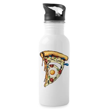 pizza hard humor soufrance difficult teeth drawing - Water bottle with straw - white - Right