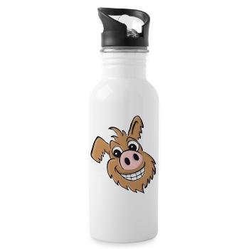 Schweinehund - freundlich - Trinkflasche mit integriertem Trinkhalm - Weiß - Rechts
