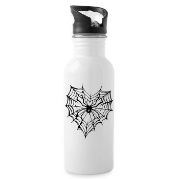 Spinnen Tattoo - Spider Tattoo - Trinkflasche mit integriertem Trinkhalm - Weiß - Rechts