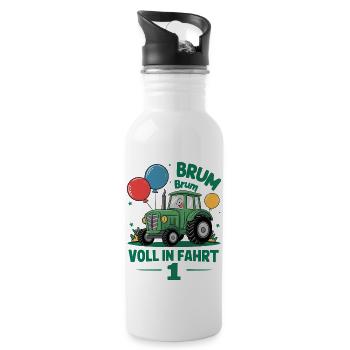 Cooler Traktor 1. Geburtstag: Bestseller Geschenk! - Trinkflasche mit integriertem Trinkhalm - Weiß - Rechts