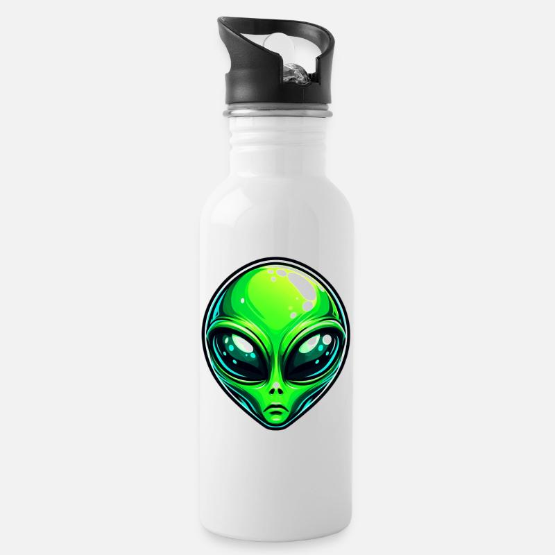 Alien extraterrestre martien - Gourde avec paille intégrée - blanc
