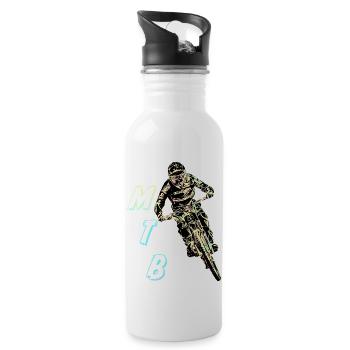 MTB-Abfahrt - Trinkflasche mit integriertem Trinkhalm - Weiß - Rechts