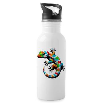 Gecko - Trinkflasche mit integriertem Trinkhalm - Weiß - Rechts