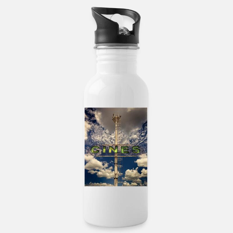 cinema - Water bottle with straw - white
