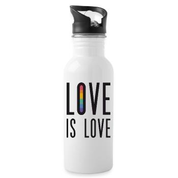 LGBT Pride Month - Love is Love - Water bottle with straw - white - Right