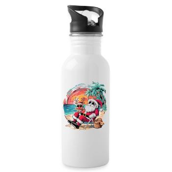 Weihnachten im Juli - Trinkflasche mit integriertem Trinkhalm - Weiß - Rechts