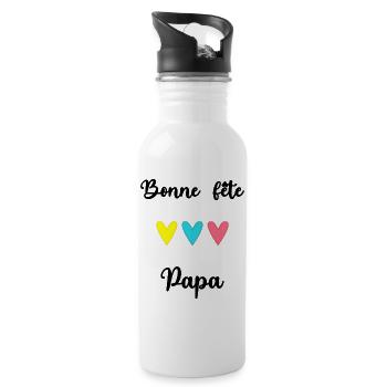 HAPPY FATHER'S DAY. DAD. FATHER's DAY - Water bottle with straw - white - Right