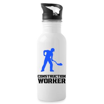 Construction Worker Construction Site Worker - Water bottle with straw - white - Right