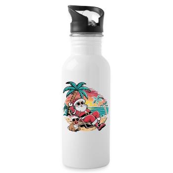 Weihnachten im Juli - Trinkflasche mit integriertem Trinkhalm - Weiß - Rechts
