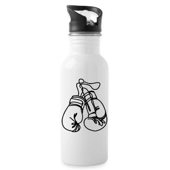 Boxing Gloves Sketch - Water bottle with straw - white - Right