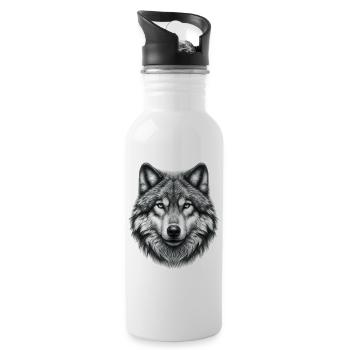 Wolf - Trinkflasche mit integriertem Trinkhalm - Weiß - Rechts