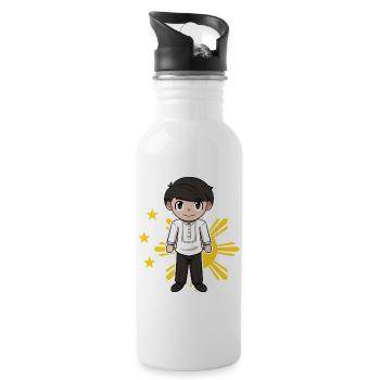 Philippines Filipino Flag Pride I Gift - Water bottle with straw - white - Right