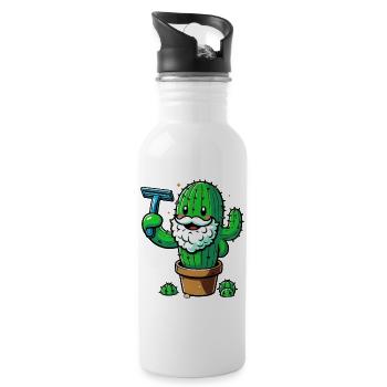 Cactus shaves his beard - Water bottle with straw - white - Right