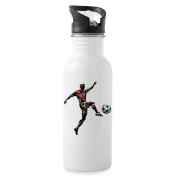 joueur de football dynamique jouant au football - Gourde avec paille intégrée - blanc - Droite
