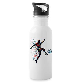 joueur de football dynamique jouant au football - Gourde avec paille intégrée - blanc - Droite