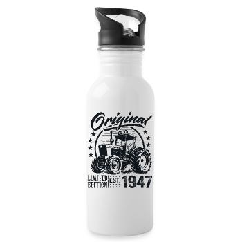 Original 1947 Birthday 1947 Farmer Tractor - Water bottle with straw - white - Right