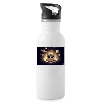 Space Cat Kaffee - Trinkflasche mit integriertem Trinkhalm - Weiß - Rechts