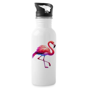 Flamingo - Trinkflasche mit integriertem Trinkhalm - Weiß - Rechts