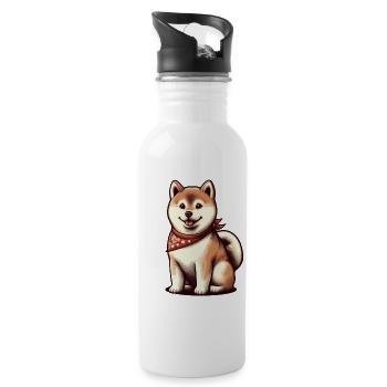 Shiba inu - Water bottle with straw - white - Right