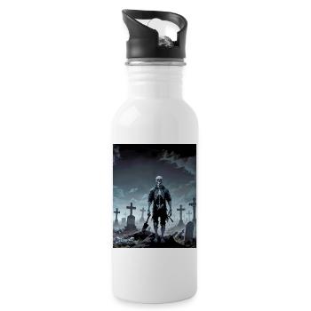 Squelette maléfique dans un cimetière Monstre Horreur sombre - Gourde avec paille intégrée - blanc - Droite