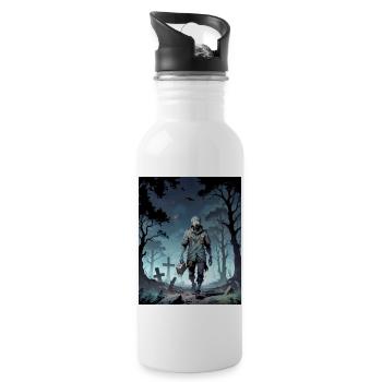 Zombie Monster dunkel Horror gruselig Halloween gruselig - Trinkflasche mit integriertem Trinkhalm - Weiß - Rechts