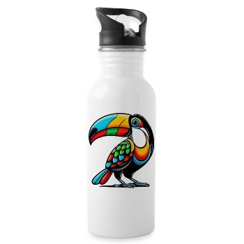Harlekin Tukan - Trinkflasche mit integriertem Trinkhalm - Weiß - Rechts