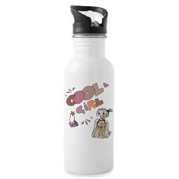 Cool Girl, Girl - Water bottle with straw - white - Right