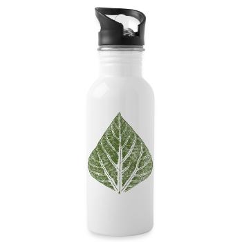 Blatt Bohne - Trinkflasche mit integriertem Trinkhalm - Weiß - Rechts