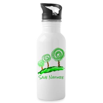 Trees Abstract - Water bottle with straw - white - Right