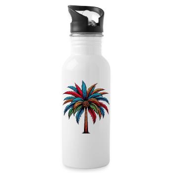 Palme - Trinkflasche mit integriertem Trinkhalm - Weiß - Rechts
