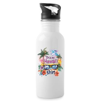 Hawaii Sonnenbrille Aloha Blumen Palmen Strand - Trinkflasche mit integriertem Trinkhalm - Weiß - Rechts