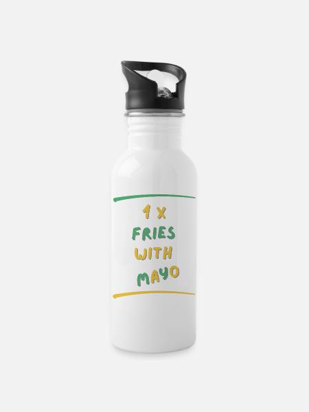 FRIES WITH MAYO - Trinkflasche mit integriertem Trinkhalm - Weiß