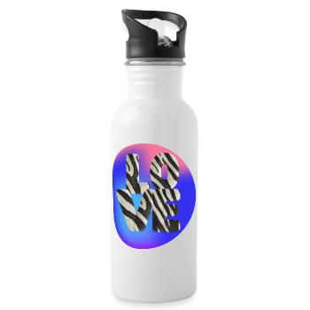Paares passendes Liebesherz-Design-romantisches Geschenk - Trinkflasche mit integriertem Trinkhalm - Weiß - Rechts
