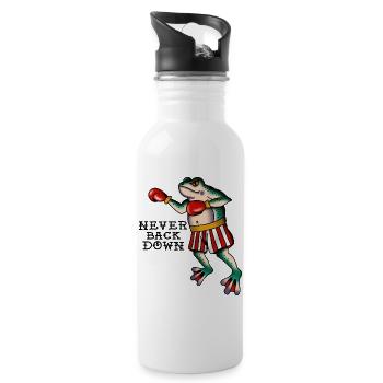 Frog Fighter geben niemals im klassischen Tattoo-Stil nach - Trinkflasche mit integriertem Trinkhalm - Weiß - Rechts
