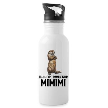 Otter Fischotter Ich höre immer nur Mimimi Wald - Trinkflasche mit integriertem Trinkhalm - Weiß - Rechts