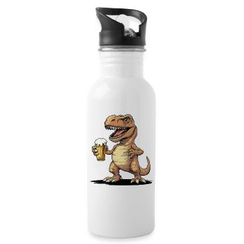 Dinosaurier Bier Dino T-Rex Bierglas Pils Lustig - Trinkflasche mit integriertem Trinkhalm - Weiß - Rechts