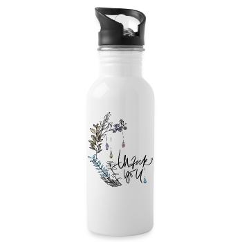 thank you - Trinkflasche mit integriertem Trinkhalm - Weiß - Rechts
