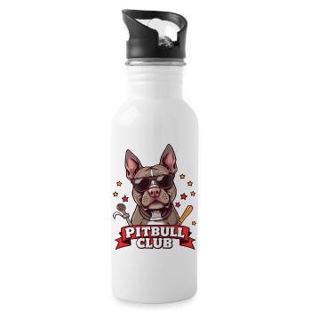 Pitbull Club – Muskelpaket auf vier Pfoten! - Trinkflasche mit integriertem Trinkhalm - Weiß - Rechts