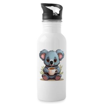 Koala with a cup of coffee, tea or cocoa - Water bottle with straw - white - Right