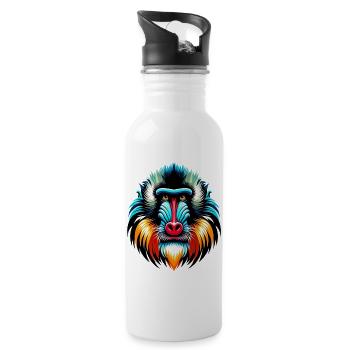 Mandrill monkey - Water bottle with straw - white - Right