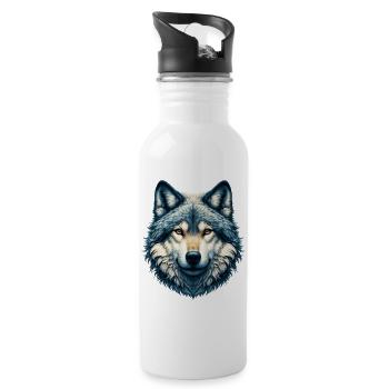 Wolf - Water bottle with straw - white - Right