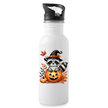 Raton laveur d’Halloween à la citrouille : Doux plaisir effrayant - Gourde avec paille intégrée - blanc - Droite