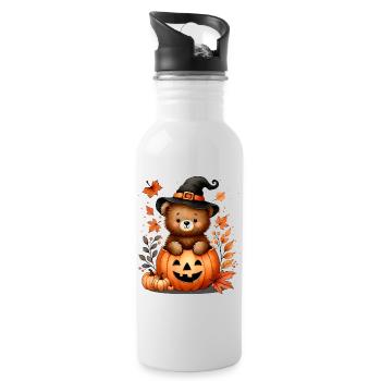 Ours en peluche d’Halloween dans la citrouille : Doux et effrayant - Gourde avec paille intégrée - blanc - Droite
