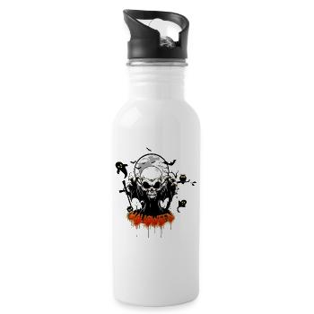 Skull with sharp teeth - Water bottle with straw - white - Right
